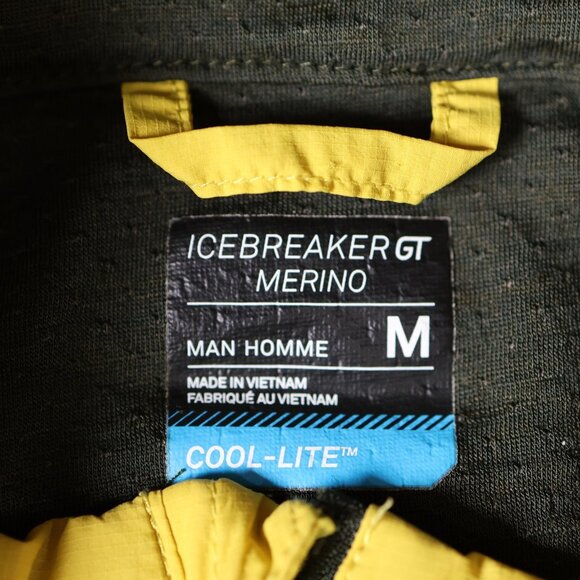 Icebreaker Jacket Mens Medium Yellow Cool-Lite GT Merino Running Windbreaker - Picture 11 of 13